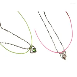 Collares colgantes Collar de dos niveles Gargantilla en forma de corazón para niñas adolescentes Moda Dulce Encanto Clavícula Cahin Regalo de joyería