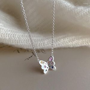 Colliers pendants U-magical Fashion Butterfly Love Heart Collier For Women State CZ Zirconia Bijoux en métal coloré