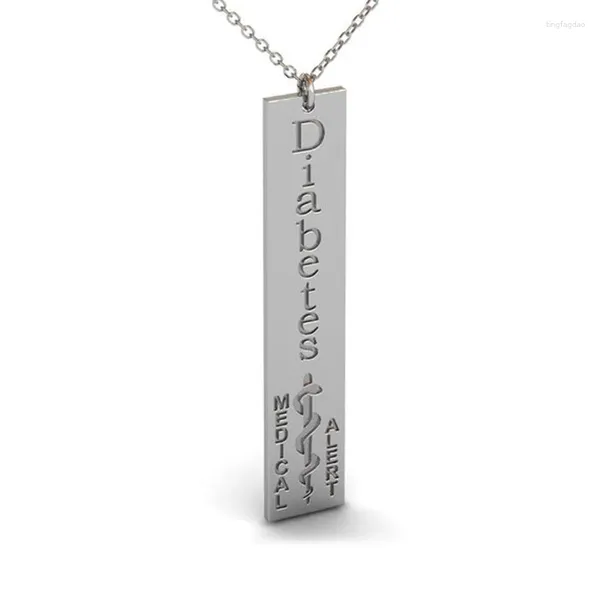 Pendentif Colliers Ufine Nom personnalisé ou mots Alerte Diabète Bar ID Collier Cooper Haute Qualité N2102