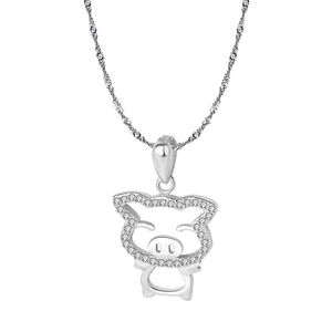 Pendentif Colliers UFOORO 2022 Argent Sterling S925 Argenterie Personnalité Micro-incrusté Clavicule Étudiant Femme Accessoires Cochon