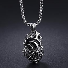 Pendentif Colliers Ufooro Collier en acier titane pour hommes Coeur Design personnalisé Bijoux ouvrants