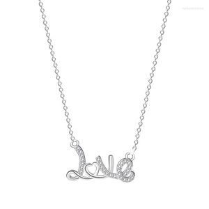 Hanger kettingen ufooro S925 Sterling zilver heldere zirkon ketting voor vrouw cadeau sieraden micro-ingelegde Engelse letters liefde sleutelbeen ketting