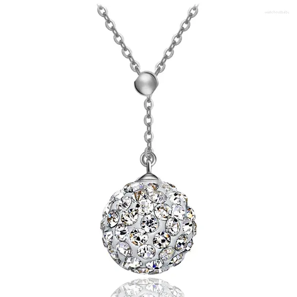 Collares colgantes UFOORO S925 Collar de cristal de plata esterlina Joyería elegante Accesorios para mujeres Cadena de clavícula de bola de diamantes de imitación