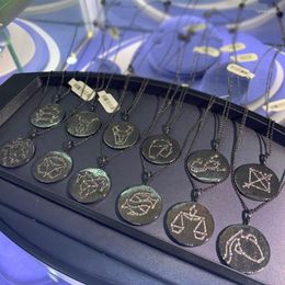 Pendentif Colliers UMGODLY Mode Noir Couleur Collier 12 Constellations Ajuster Chaîne Ras Du Cou Personnalité Femmes Bijoux Cadeau D'anniversaire