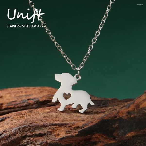 Colliers pendants Unift Puppy Dckhund Dog pour femmes Chaîne de cou en acier inoxydable Fode Belle Jewelry Pet Memorial Friend Gift
