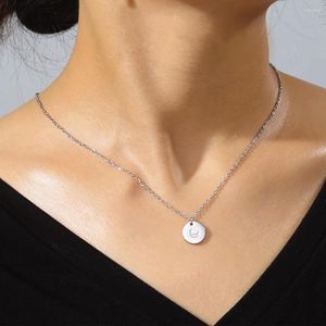 Pendentif Colliers Unift R Moon Sun Star Coin Collier gravé en acier inoxydable pour femmes Mode Bijoux à la mode Cadeau de fête