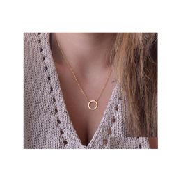 Anhänger Halsketten Einzigartige Charmante Goldton Bar Kreis Lariat Halskette Frauen Türkische Schmuck Sier Überzogene Kette Lange Hübsche Tropfen Deli Dhxkw