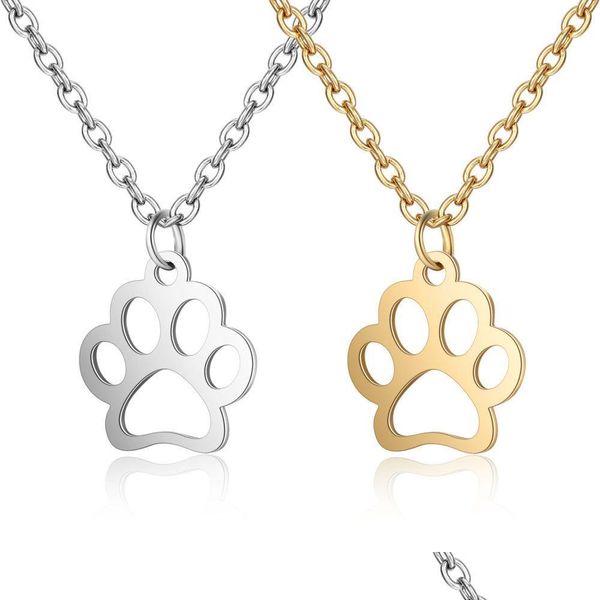 Pendentif Colliers Conception Unique Ours Chien Chat Collier D'impression De Patte Pour Les Femmes Et Les Hommes Sier Or En Acier Inoxydable Charme Couple Bijoux Gif Dhbjl