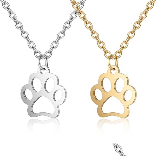 Collares pendientes Diseño único Bear Dog Cat Paw Print Collar colgante para mujeres y hombres Sier Gold Acero inoxidable Charm Co Sexyhanz Dhvtm