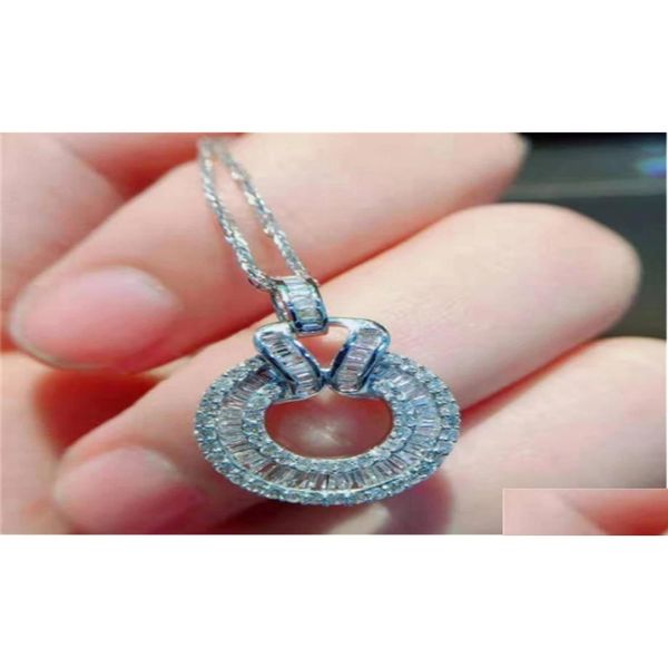 Pendentif Colliers Conception Unique diamant pendentif réel 925 Sterling Sier charme fête mariage pendentifs collier pour femmes mariée Moissani Dhnlo