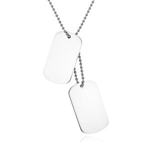 Pendentif Colliers Unique Designer Mens Militaire Armée En Acier Inoxydable Dog Tags Double Argent Couleur Chaîne Collier