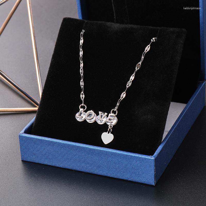 Pendant Necklaces Unique Girlfriend Romantic Letter Love CZ Necklace Dainty Heart Jewelry Dating Bridal Wedding Party Accessory