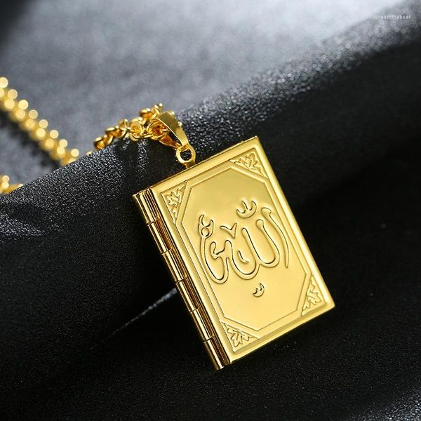 Pendentif Colliers Unique Plaqué Or Musulman Po Cadre Collier Bijoux Islamiques Personnalité Punk Hip Hop Cadeaux De Fête