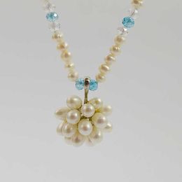 Hangende kettingen unieke parels handgemaakte parel ketting witte echt zoetwater parel kristallen kralen ketting baby cadeau fijne sieraden g230202