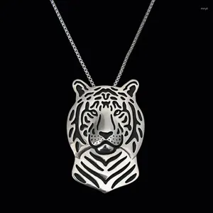 Pendentif Colliers Unique Romantique Or Argent Couleur Collier Tigre Avec Émail Noir Femmes Ami Ras Du Cou