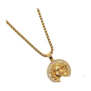 Pendentif Colliers Unisexe En Acier Inoxydable 316L Cool Goldcolor Medusa Chaîne De Pierre Propre Drop Delivery Bijoux Pendentifs Dhzyu