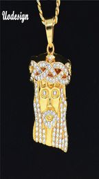 Ожерелья с подвесками Uodesign, хип-хоп, Iced Out, кристалл, Иисус Христос, подвески в виде головы и лица, Золотая цепочка для мужчин, Jewelry2318761