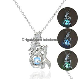 Pendentif Colliers Mise À Jour Collier Cage Sirène Creux Médaillon Luminours Glowing Ball Clavicule Chaîne Hip Hop Bijoux Drop Delivery Penda Dhqyv