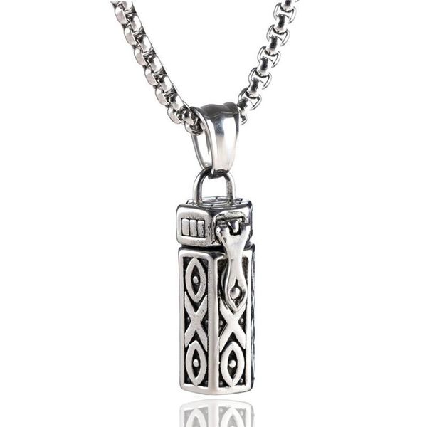 Pendentif Colliers Urne Crémation Mémorial Pet En Acier Inoxydable Dangle Vintage Bijoux De Mode Pour Hommes Drop Cadeaux Mujer