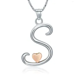 Colliers pendentifs Collier d'urne personnalisé S-Lettre avec urnes de coeur pour cendres souvenir bijoux de crémation commémorative