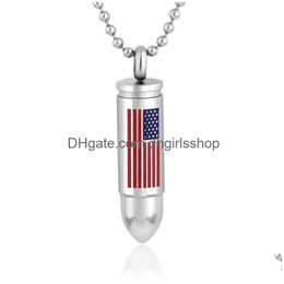 Pendentif Colliers Us American Flag Collier personnalisé Mens en acier inoxydable Accessoires de mode sans chaîne Drop Delivery Jewelr Dhy2B