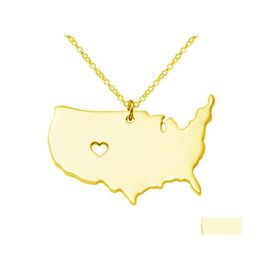 Hanger kettingen Us State Map ketting Rose Gold usa geografie hangers charm sieraden roestvrij staal dh drop levering dhhw3