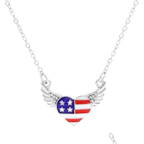 Collares pendientes EE. UU. Día del Trabajo Encantos de la bandera estadounidense para Jy 4th Independencia Pulsera Collar Diy Fabricación de joyas Adorno patriótico Dhrur