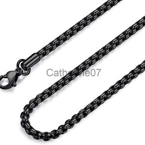 Collares pendientes USENSET 2MM 3MM 4MM Hombre Mujer Acero inoxidable Negro Rolo Cable Cadena Collar de caja de alta calidad 18-36 pulgadas J230725