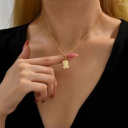 Pendentif Colliers USENSET Collier en acier inoxydable émail mode exquis damier maille personnalité bijoux pour femmes