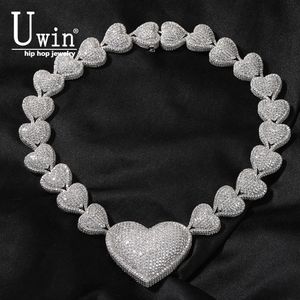 Pendentif Colliers Uwin Bubble Heart Collier avec centre coeur cubique zircone micropave connecté à l'extrémité charme bijoux femmes accessoires cadeaux 231121