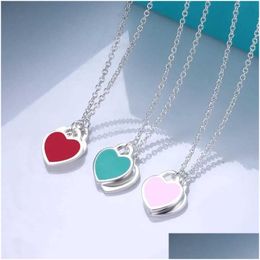 Pendentif Colliers V0P6 Acier inoxydable Sweet Love Heart Designer Collier pour femmes Croix Rose Bleu Rouge Mignon Couker Luxe Marque Juif Dhcws