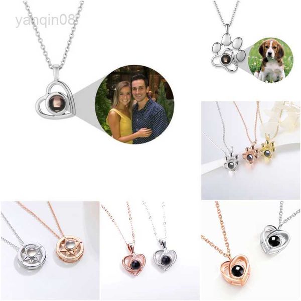 Pendentif Colliers Saint Valentin Cadeau Photo Collier De Projection Personnalisé Collier De Projection En Forme De Coeur Simple Anniversaire Famille Mémoire Cadeau HKD230712