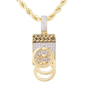 Pendentif Colliers Vanaxin Collier Hommes Glacé Clé Carré 14K Plaqué Or Pave Zircon Charms Hip Hop Bijoux Pour Femmes Cadeau