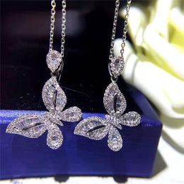 Colliers de pendentif Vecalon Sirène pendentif Sterling Sier Drop Drop Crystal CZ Pendants de fiançailles de mariage avec collier pour femmes bijoux