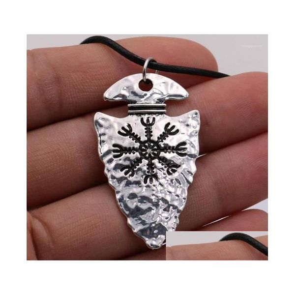 Collares colgantes Vegvisir Brújula Amet Joyería Mujer Collar Masculino Talismán Nórdico Regalos del Día del Padre 20250886 Colgantes de entrega de gota Dhyja