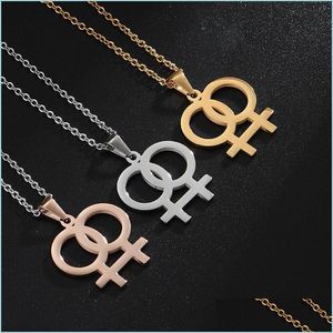 Hanger Kettingen Venus Symbool Charme Vrouwelijke Lesbische Lgbt Ketting Vrouwen Les Gold Sier Kleur Roestvrij Staal Bruiloft Sieraden Drop Del Dhpdt