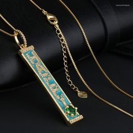 Hangende kettingen verticale geometrische ketting ketting zinvolle zirkoonbrief Lucky Words Box Chain Gezegende geschenken voor vrouwelijke moeder sieraden