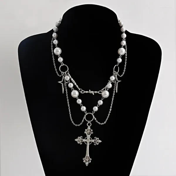 Colliers de pendentif Collier de chapelet gothique victorien avec charme de chaîne MAIN MAIN
