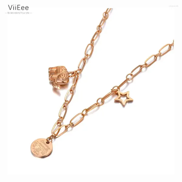 Pendentif Colliers ViiEee À La Mode En Acier Inoxydable Éléphant Étoile Charme Collier Ras Du Cou Bohême Animal Chaîne Lien Bijoux Pour Femmes VN20050