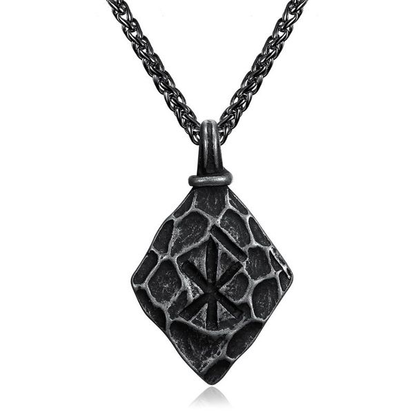 Pendentif Colliers Viking Helm of Awe Collier Nordic Vegvisir Rune Rétro Pierre Fer de Lance Hommes Amulette Bijoux