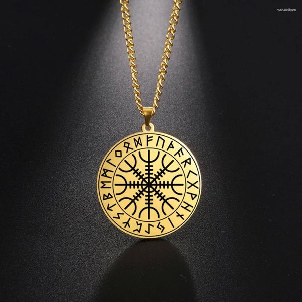 Pendentif Colliers Viking Bijoux Norse Runic Circle Collier Hommes Femmes Bâtons Magiques Boussole Scandinave Rune Amulette Collier avec chaîne