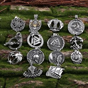 Pendentif Colliers Viking Rune Multi-Style en acier inoxydable Celti KnotWofTree of Life Collier Accessoires pour hommes et femmes Cadeau de fête