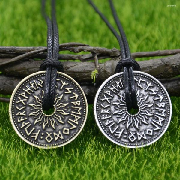 Pendentif Colliers Viking Runes Amulette Talisman Norse Dragon Protection Bijoux Corde Chaîne Collier
