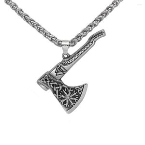 Pendentif Colliers Viking Acier Inoxydable Hache Collier Nordique Aegishjalmur Amulette Accessoires Bijoux