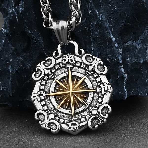 Colliers pendants Viking en acier inoxydable Collier d'étoile Fashion Come Couleur de fête pour hommes bijoux bijoux Vintage Nordic Rune Amulet Gift