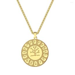 Pendentif Colliers Viking Yggdrasil Monde Arbre Rune En Acier Inoxydable Collier Cadeau Donnant Fête Pour Hommes Et Femmes