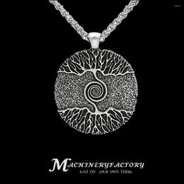 Collares colgantes Vikingos Amuleto El árbol de la vida Yggdrasil Collar de talismán nórdico - Cadena de acero inoxidable