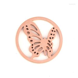 Pendentif Colliers Vinnie Design Bijoux Rose Gold Couleur Butterfly Coin Fit dans 35mm Cadre en acier inoxydable Mon disque