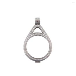 Hanger kettingen Vinnie Design sieraden roestvrijstalen waterdruppel muntenhouder dubbele kristal open medaillon voor 33 mm schijf