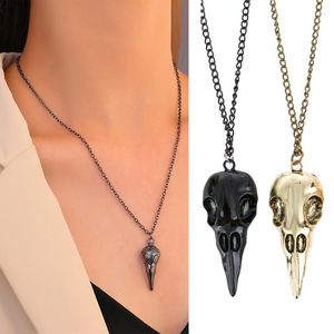 Hanger kettingen Vintage 3D Raven Skull ketting voor vrouwen mannen 2022 Trendy schapenhoofd kraai unisex gotische sieraden geschenken